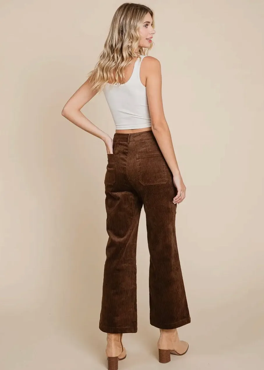 She Is The Moment Corduroy High Rise Pants in Coffee