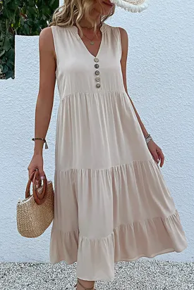 Sleeveless loose casual solid color vest dress