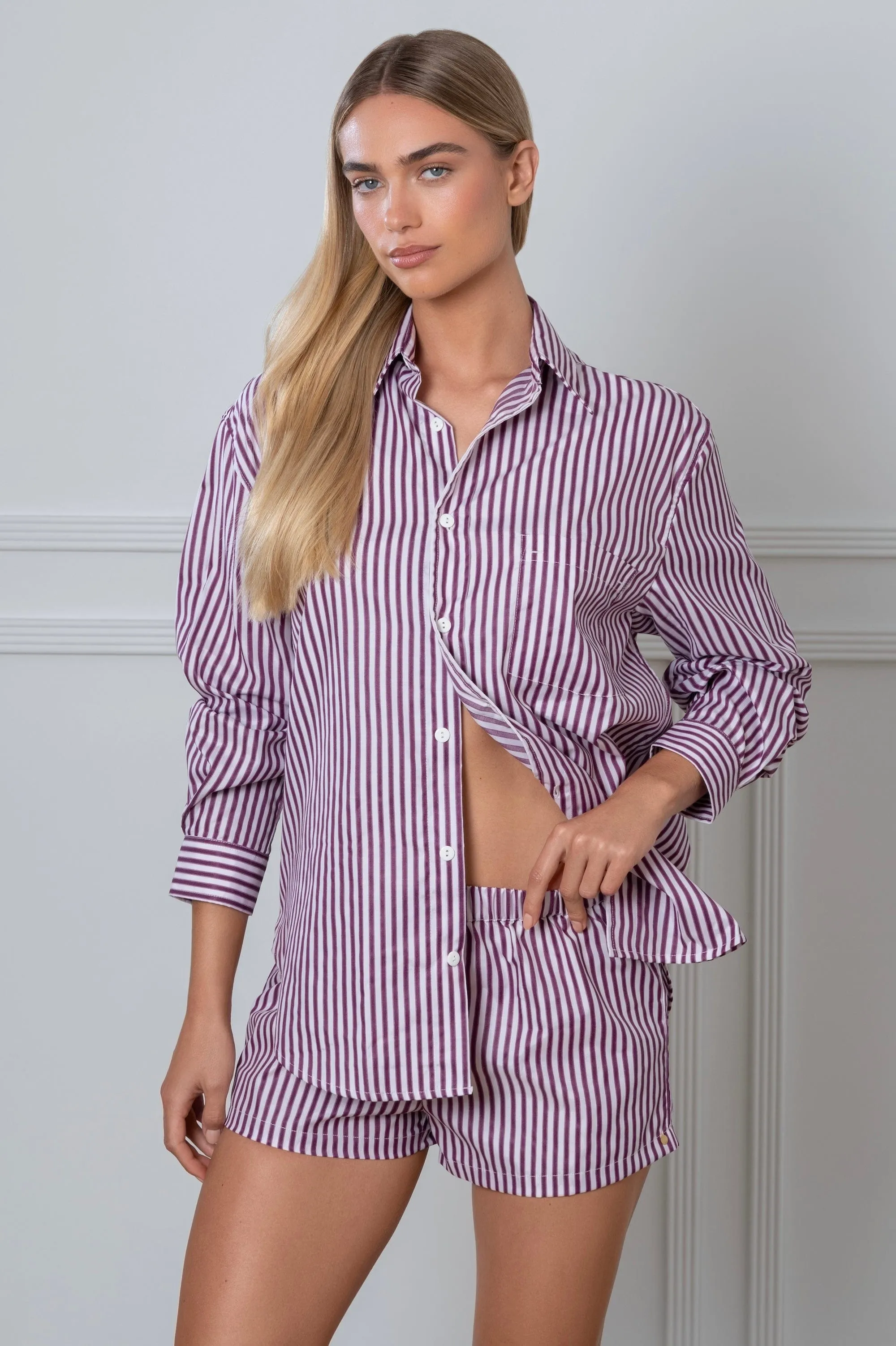 Striped Boxers Plum