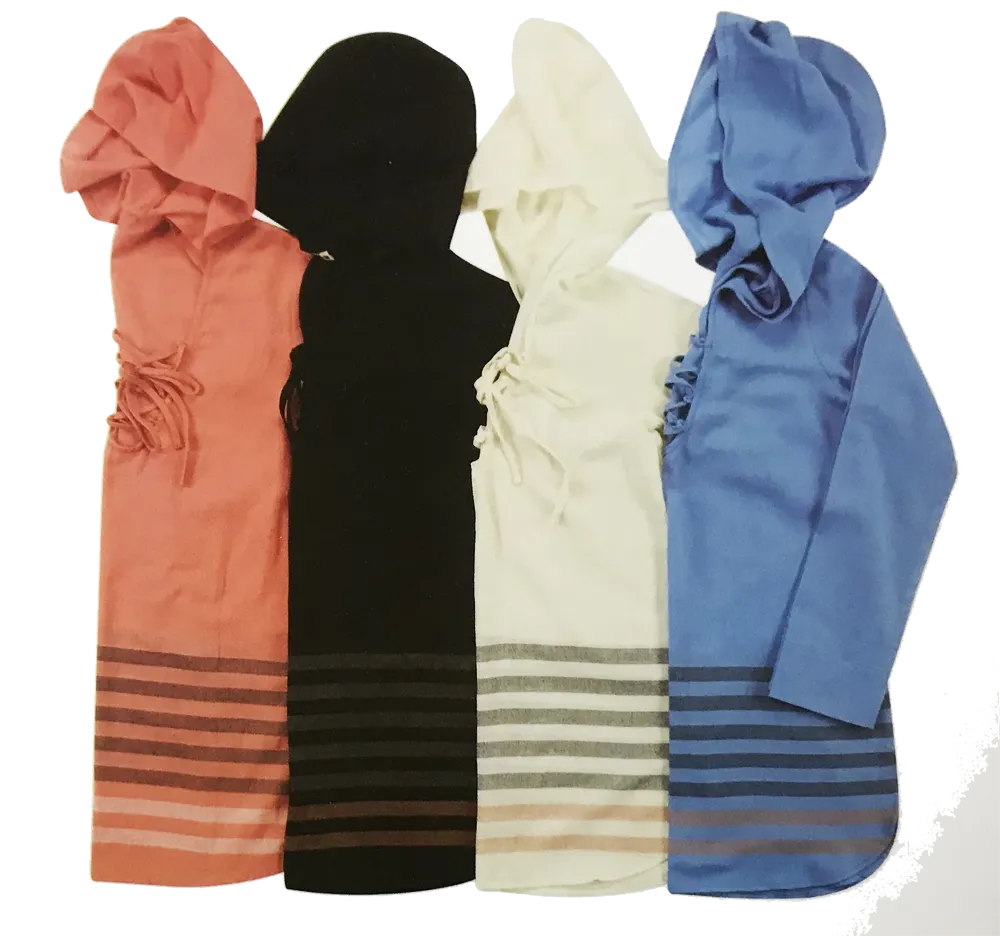 Swimwear Ladies Cover-up Lagaci Hooded Long Sleeve Striped Bottom Cover-up