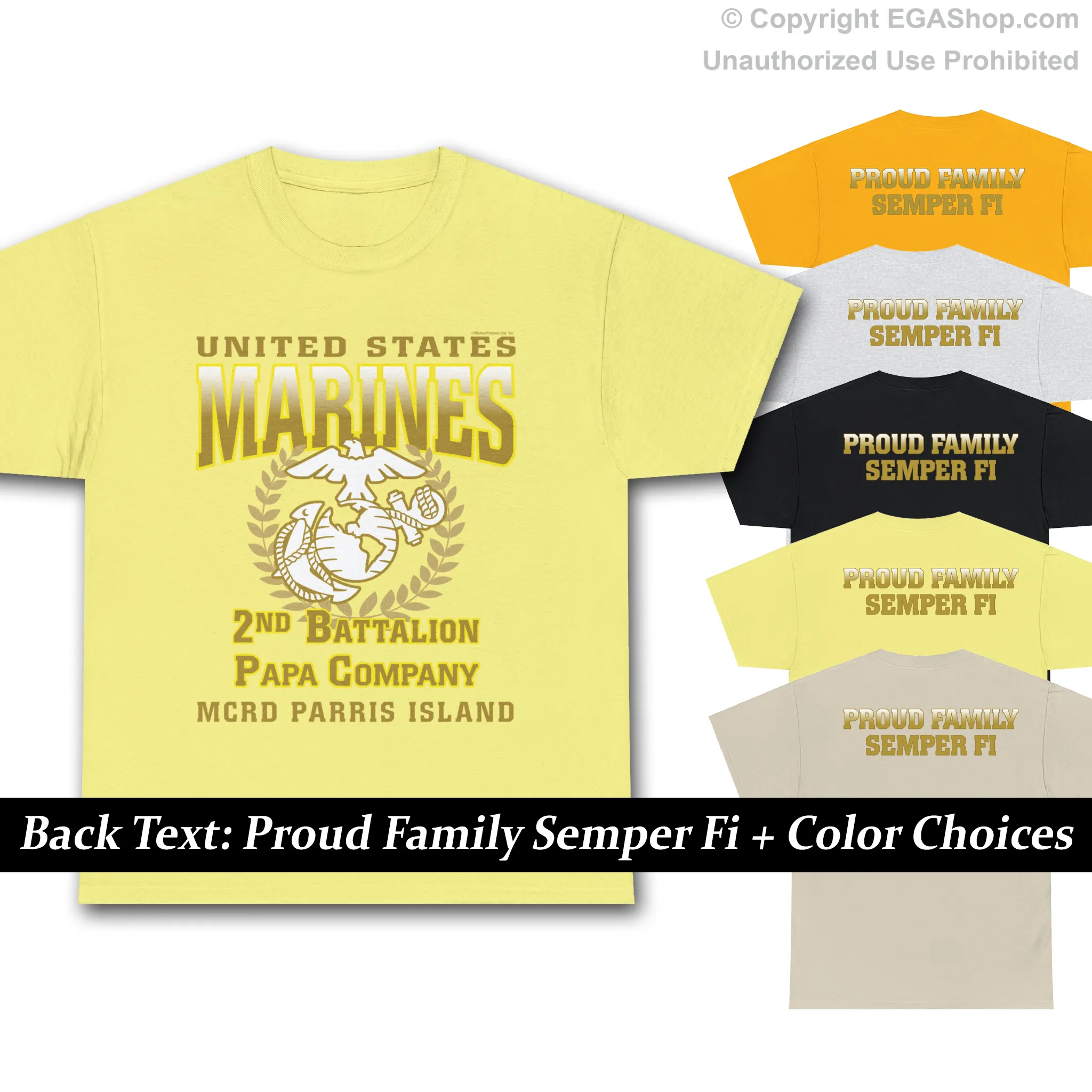 T-Shirt: Papa Co. MCRD Parris Island (EGA   Back Proud Family)