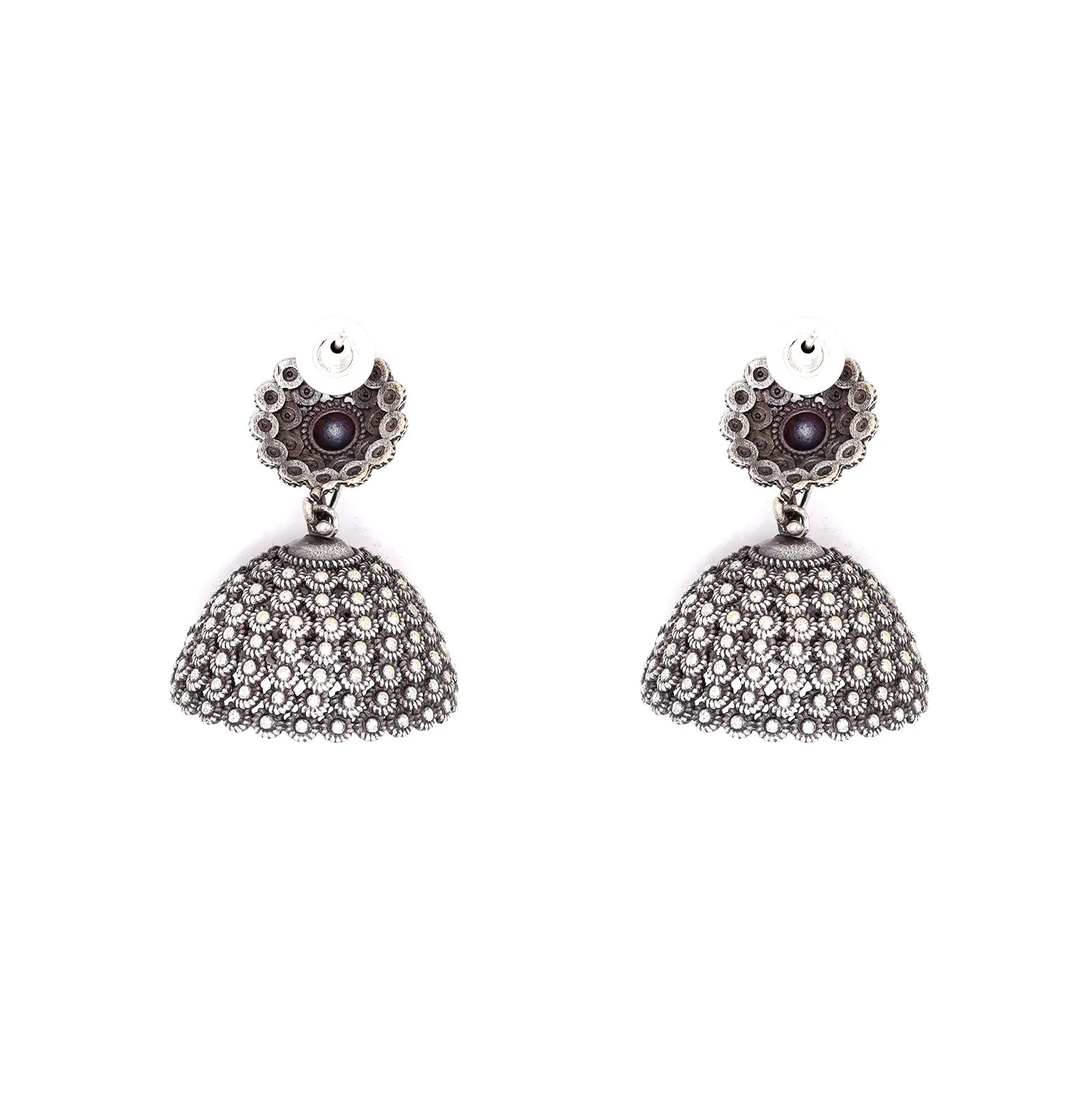 Teejh Dharvi Metallic Antique Silver Jhumki