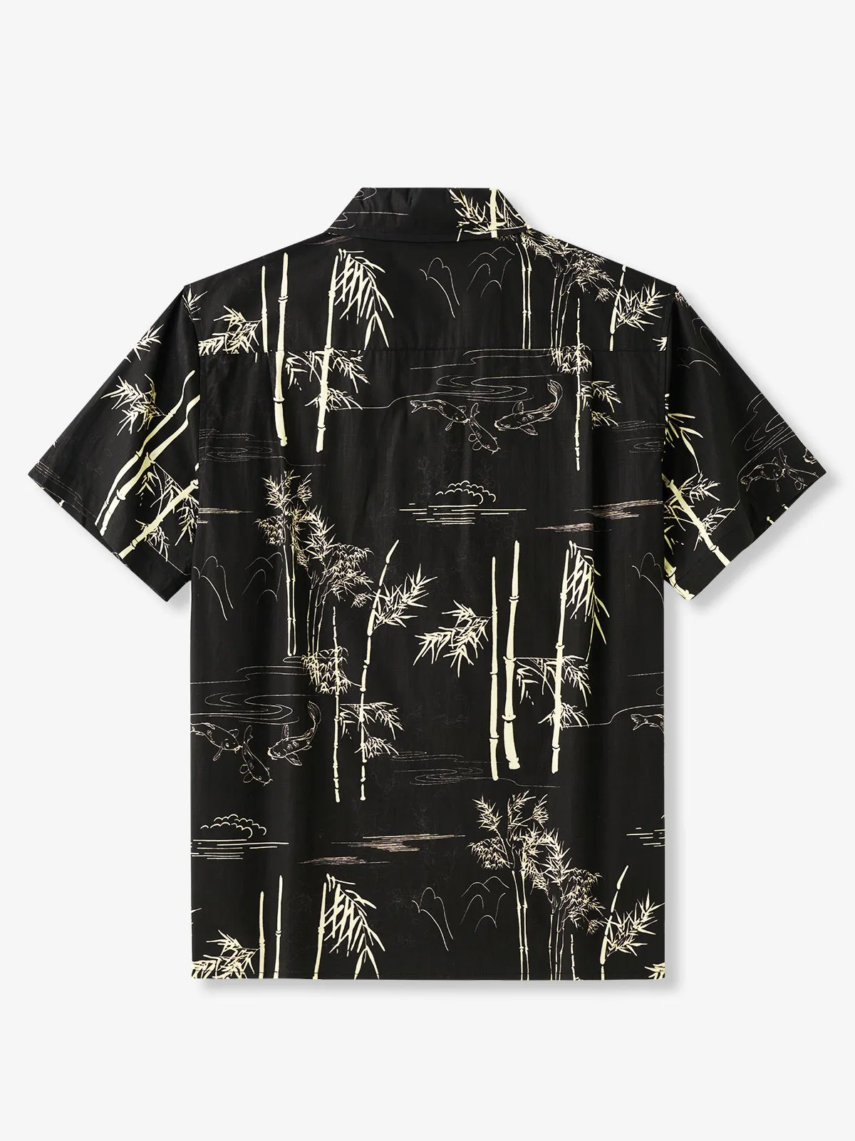 Tranquil Bamboo & Elegance Koi Cotton Camp Shirt