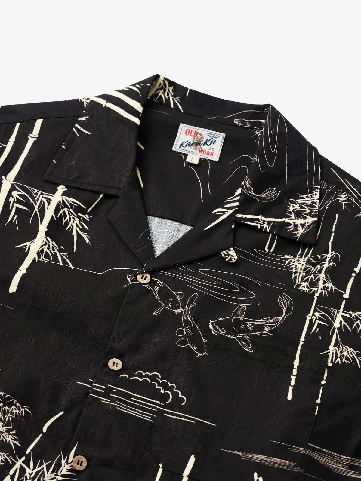 Tranquil Bamboo & Elegance Koi Cotton Camp Shirt