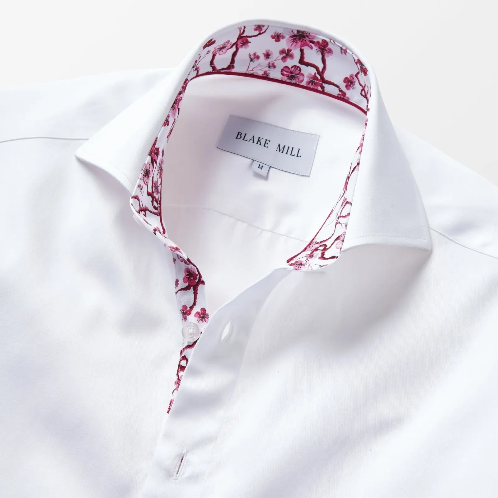 White with Pink Sakura Tree Accents Shirt