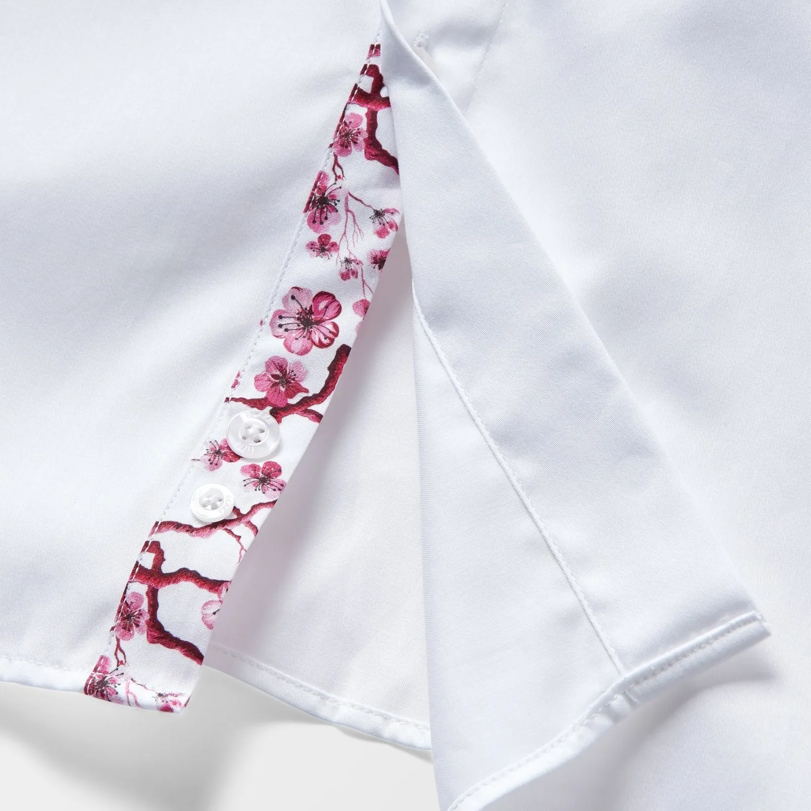 White with Pink Sakura Tree Accents Shirt