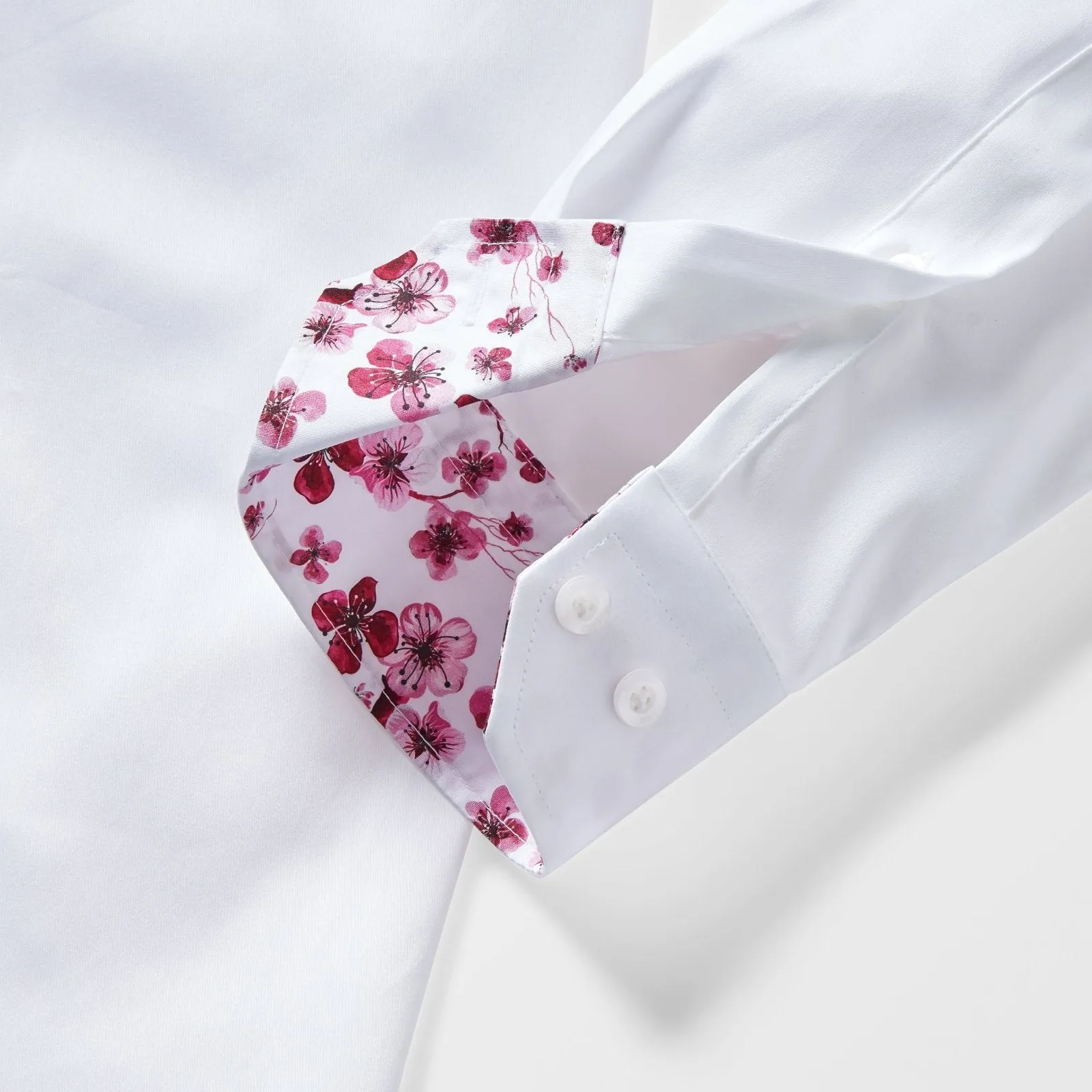 White with Pink Sakura Tree Accents Shirt