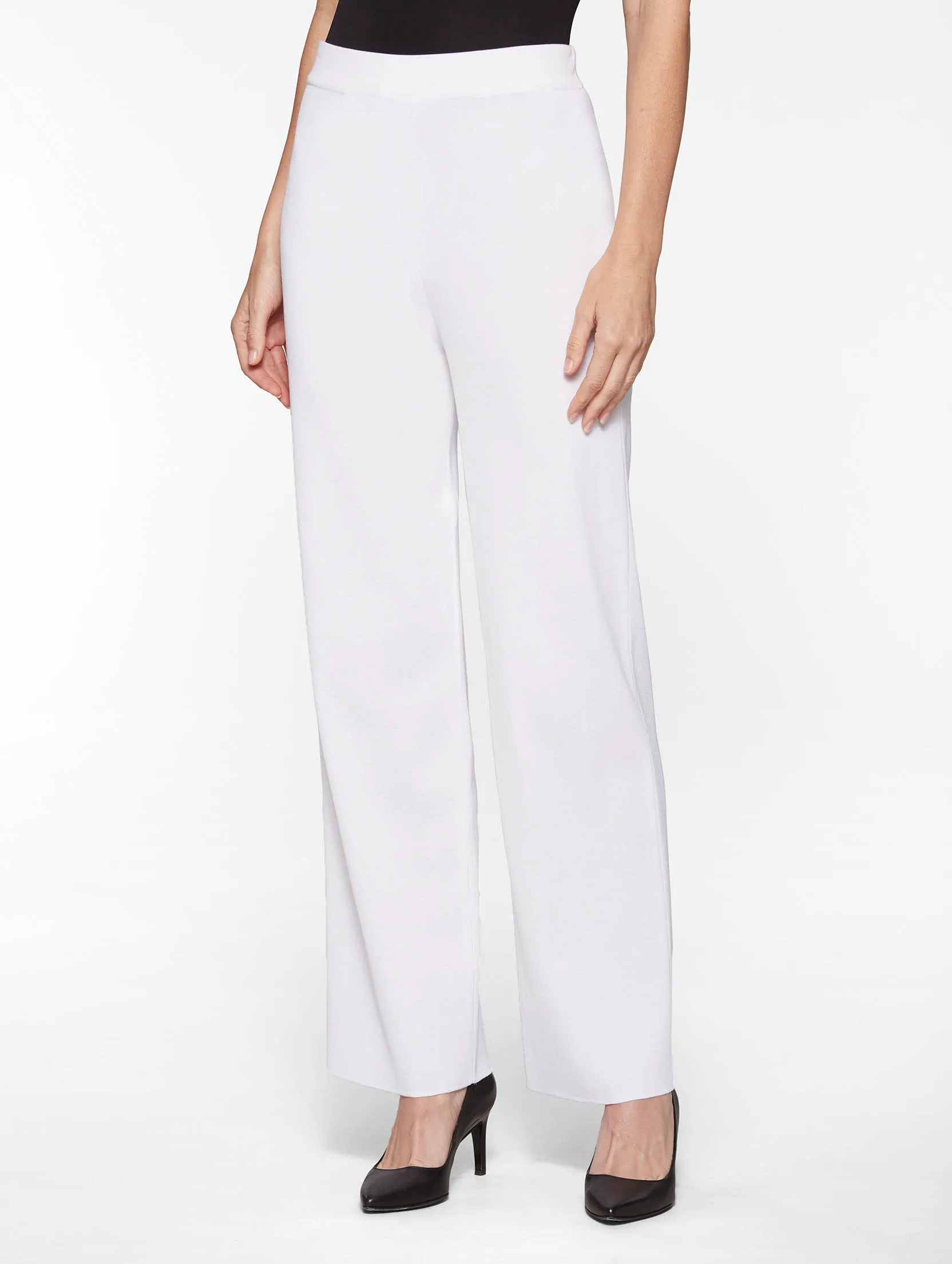 Wide Leg Knit Pant, White