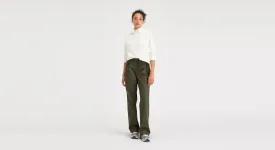 Women's Straight Fit Original Pleated High Wide Khaki Pants