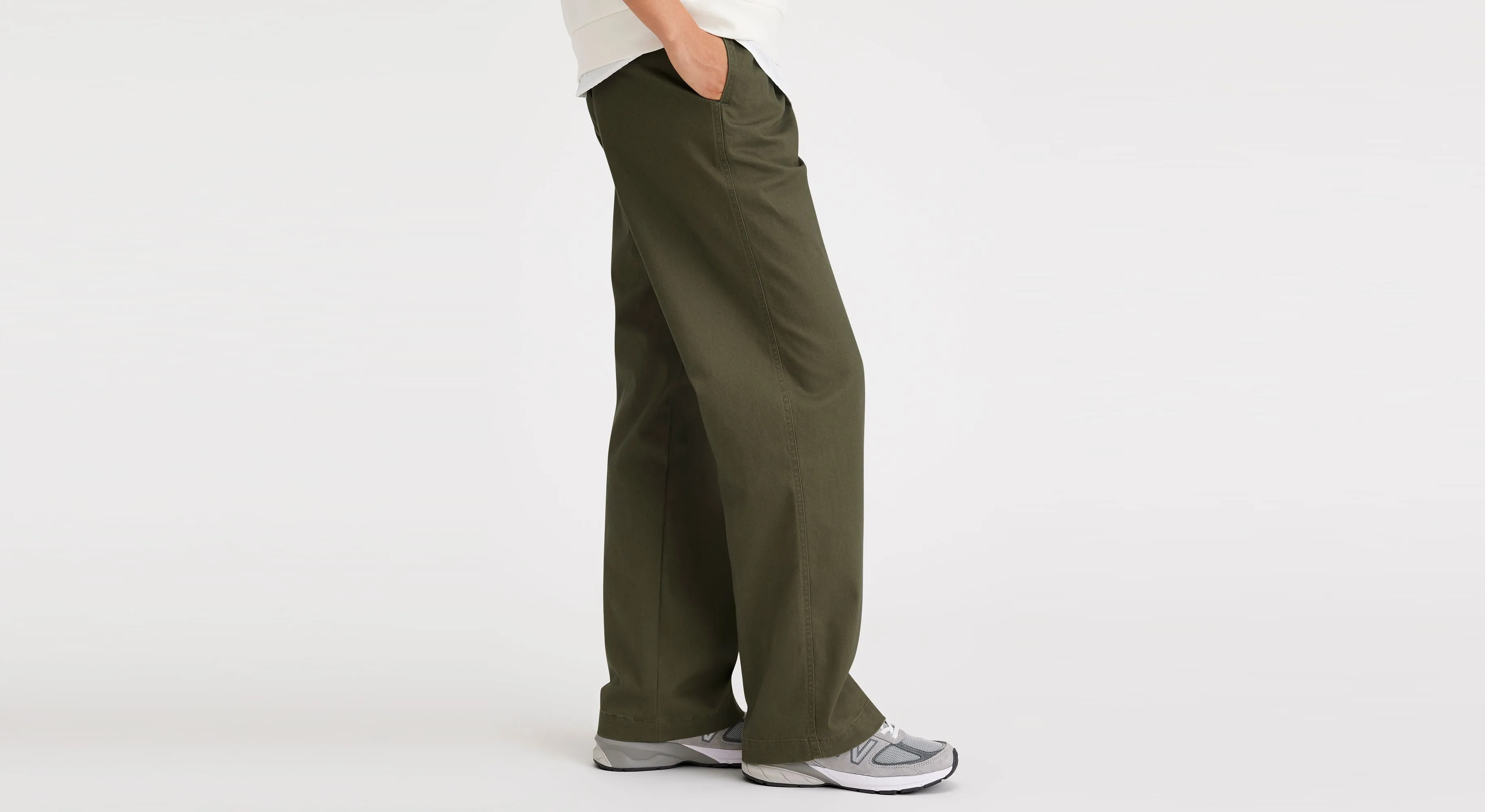 Women's Straight Fit Original Pleated High Wide Khaki Pants