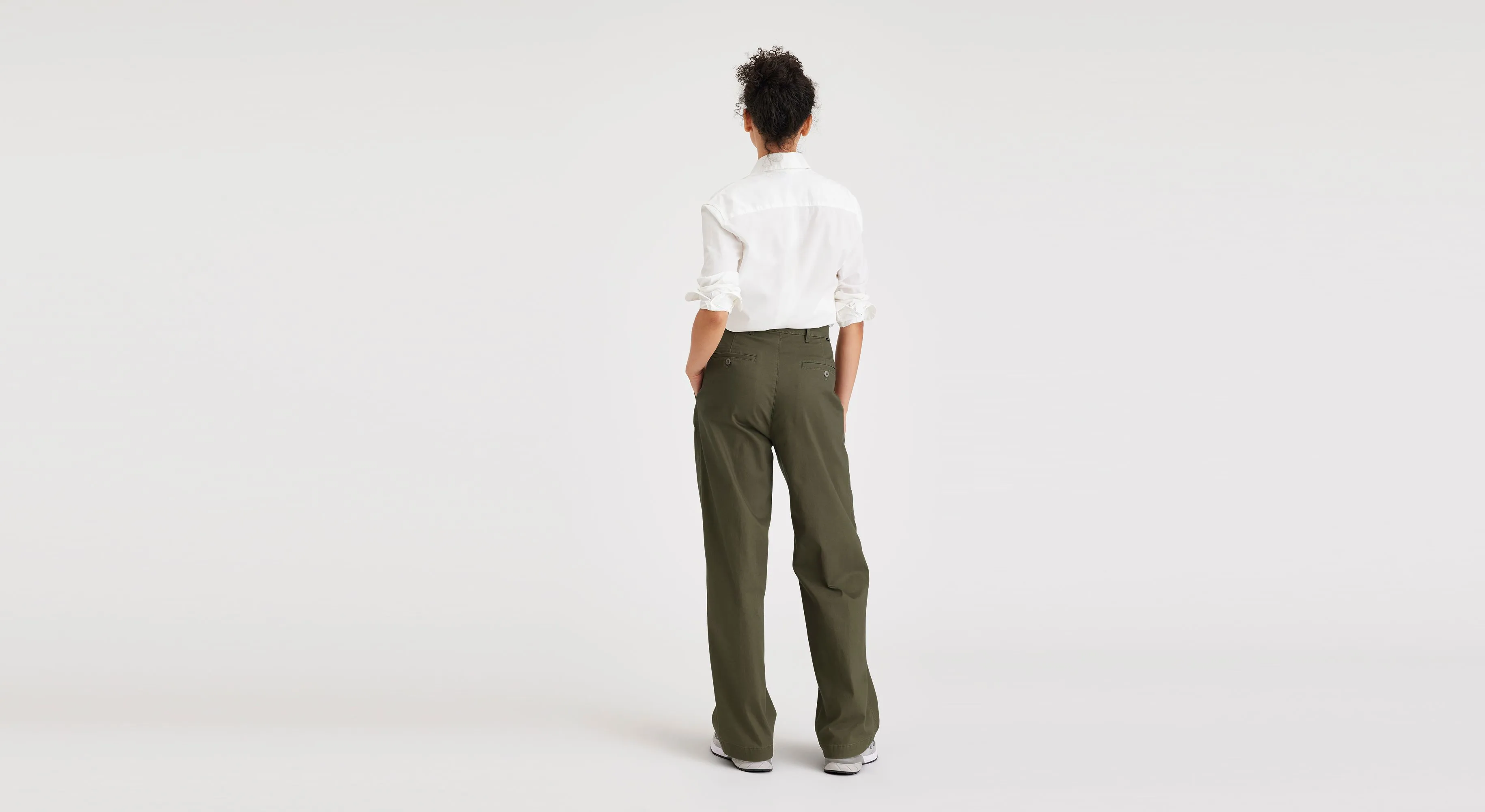 Women's Straight Fit Original Pleated High Wide Khaki Pants